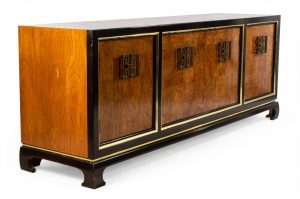 Mid-Century Burl Walnut Ebonized Sideboard (Manner of James Mont)