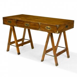Mid-Century Campaign Style Sawhorse Desk