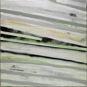 Contemporary Abstract Acrylic Painting in Gray and Green