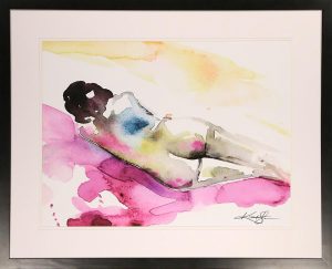 Contemporary Watercolor Portrait of a Slumbering Nude Figure