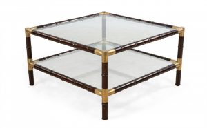 Mid-Century Faux Bamboo and Glass Square Coffee Table