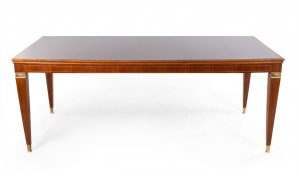 Italian Mid-Century Red Glass Top Dining Table
