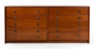 Mid-Century Double Dresser with X-Shaped Drawer Pulls