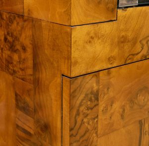 Pair of Paul Evans Mid-Century Burl Wood Patchwork Cabinets