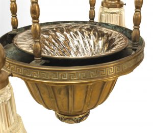 American Art Deco Silver Plate and Mercury Glass Chandelier