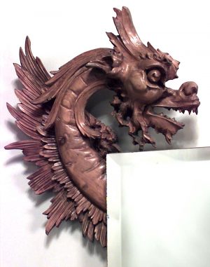 American Victorian Carved Fruitwood Griffin Wall Mirror