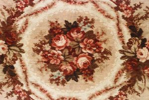 American Victorian Beige and Maroon Velvet Table Cover