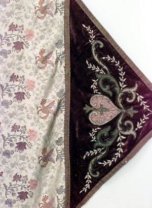 American Victorian Purple Velvet Floral Table Cover